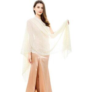 Women’s Rhinestone Pashmina Shawl & Wrap - Sparkly Chiffon Scarf
